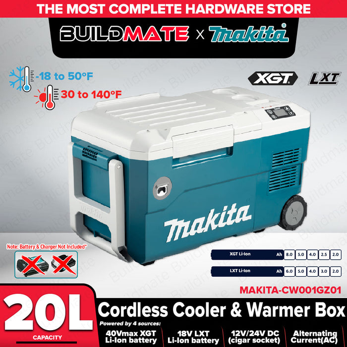 Buildmate x MAKITA Cordless Cooler and Warmer Box 20L XGT LXT 40V 18V 12V 24V Portable Refrigerator CW001GZ01