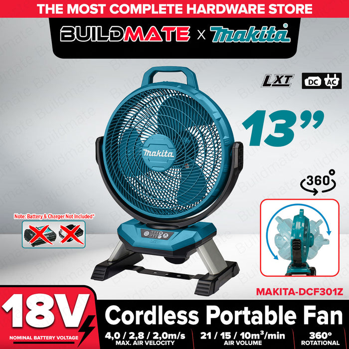 Buildmate x MAKITA Cordless Portable Fan 330mm 18V 14.4V LXT Quiet Jobsite Cooling Fan DCF301Z