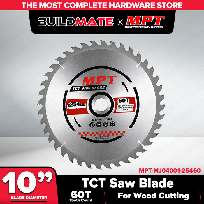 Buildmate x MPT TCT Saw Blade 254mm*60T - Wood Cutting 10" MJ04001-25460