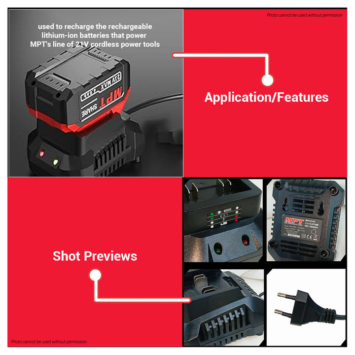 Buildmate x MPT 21V Platform FAST Charger Quick Charge 2.0A for Cordless Tools MPFC2120 -TFM