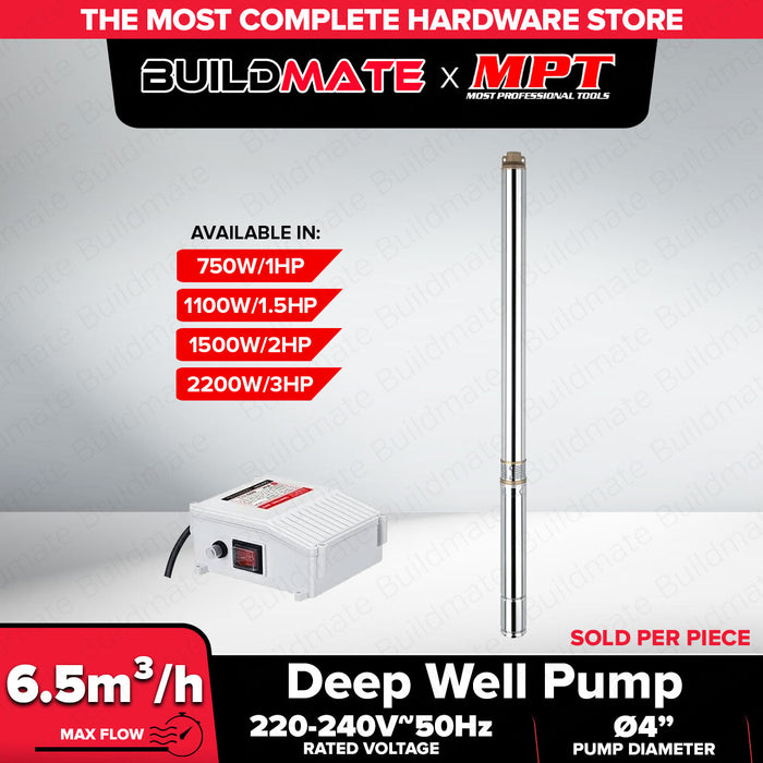 Buildmate x MPT Deep Well Pump 750W–2200W (1HP–3HP) Heavy Duty Water Pump MDWP Series