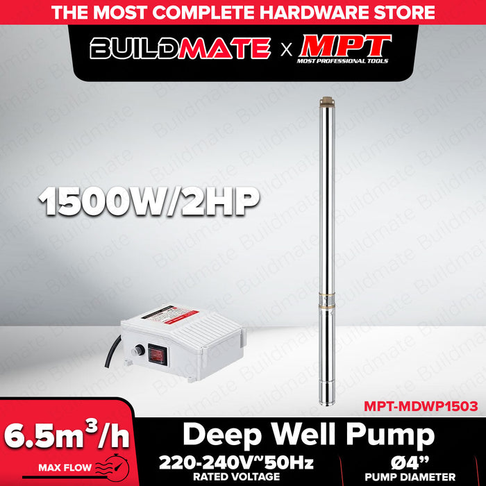 Buildmate x MPT Deep Well Pump 750W–2200W (1HP–3HP) Heavy Duty Water Pump MDWP Series