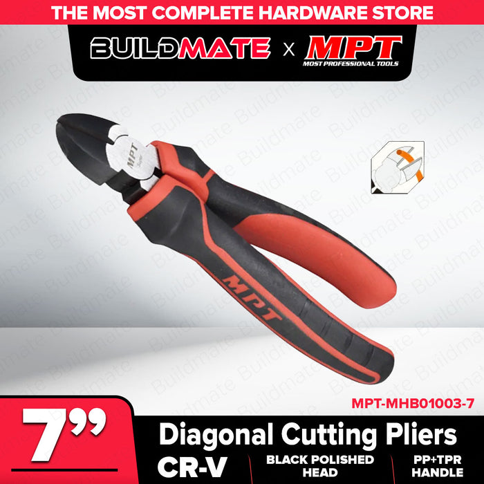 Buildmate x MPT 7in Diagonal Cutting Pliers CR-V Steel 180mm MHB01003-7 HT