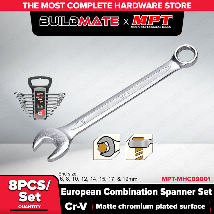Buildmate x MPT 8PCS European Combination Spanner Set 6-19mm Cr-V MHC09001 HT