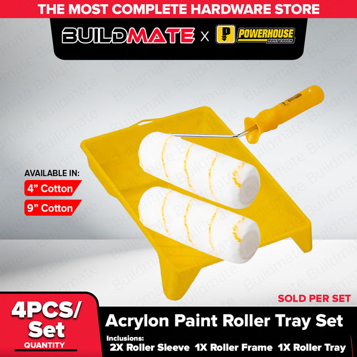 Buildmate x POWERHOUSE Paint Roller Tray & Refill Set 4” / 7” / 9” Cotton Handle PH-MPRRS / PH-APRTS PHHT