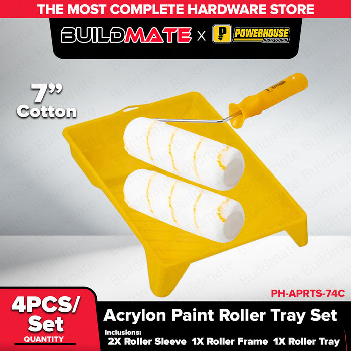 Buildmate x POWERHOUSE Paint Roller Tray & Refill Set 4” / 7” / 9” Cotton Handle PH-MPRRS / PH-APRTS PHHT