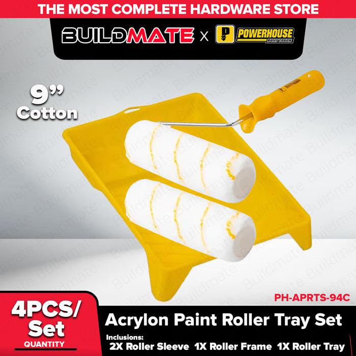 Buildmate x POWERHOUSE Paint Roller Tray & Refill Set 4” / 7” / 9” Cotton Handle PH-MPRRS / PH-APRTS PHHT
