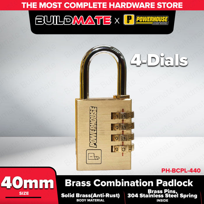 PowerHouse 3 / 4 Dials (30mm/40mm) Brass Combination Padlock | PH-BCPL-440 | PH-BCPL-330 - PHDH