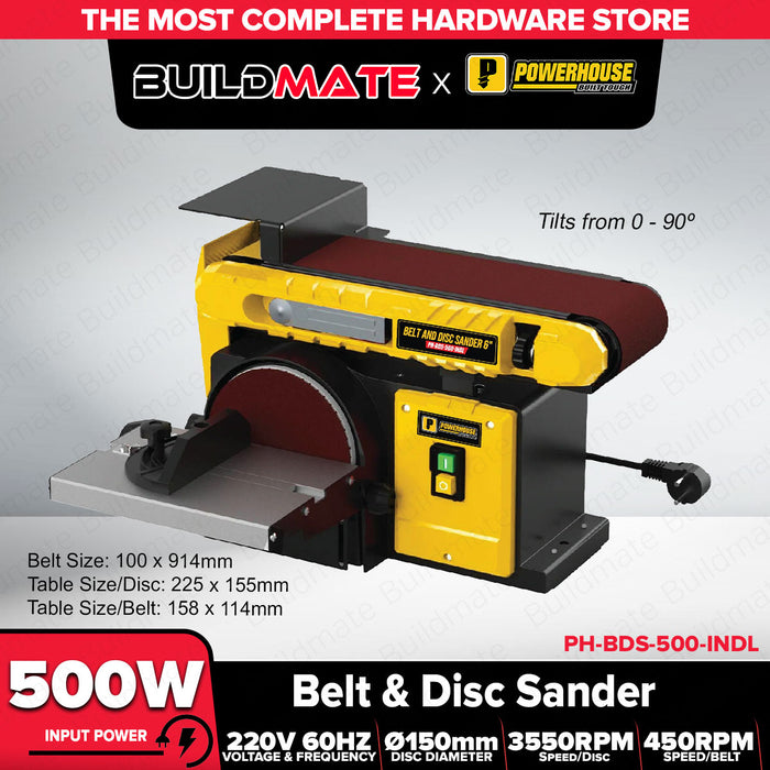 Buildmate x PowerHouse Belt & Disc Sander 6" 500W PH-BDS-500-INDL PHPT