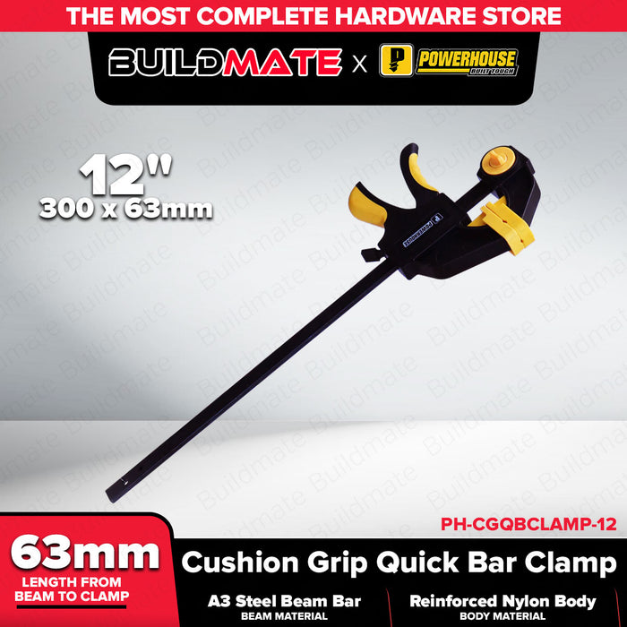PowerHouse 6” / 8” / 12” / 18” / 24” / 36” Inches Cushion Grip Quick Bar Clamp | PH-CGQBCLAMP - PHHT