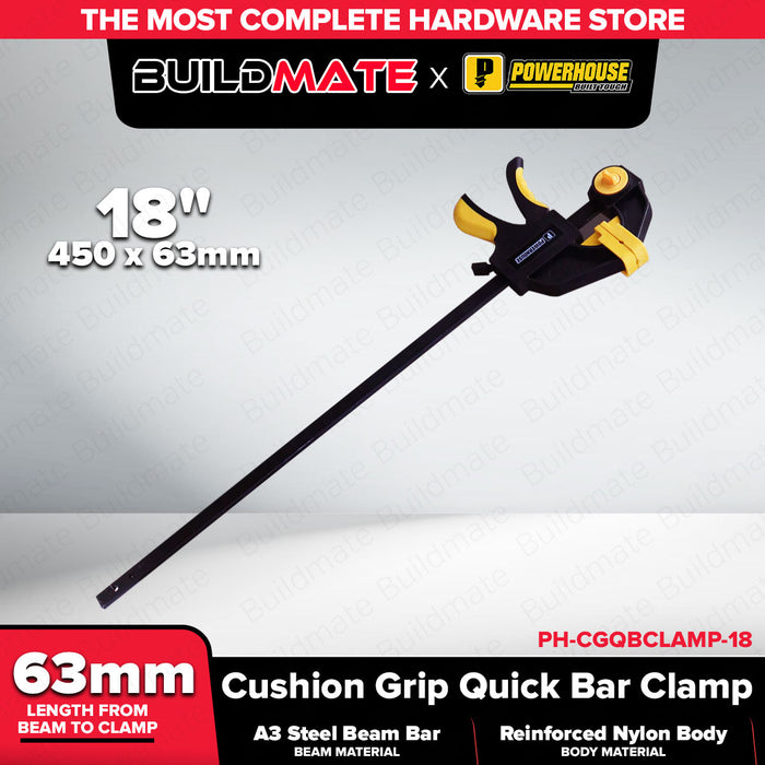 PowerHouse 6” / 8” / 12” / 18” / 24” / 36” Inches Cushion Grip Quick Bar Clamp | PH-CGQBCLAMP - PHHT