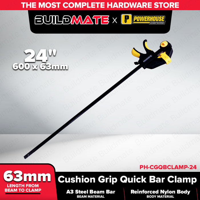 PowerHouse 6” / 8” / 12” / 18” / 24” / 36” Inches Cushion Grip Quick Bar Clamp | PH-CGQBCLAMP - PHHT
