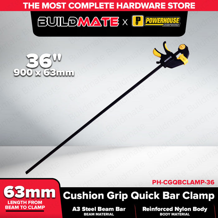 PowerHouse 6” / 8” / 12” / 18” / 24” / 36” Inches Cushion Grip Quick Bar Clamp | PH-CGQBCLAMP - PHHT