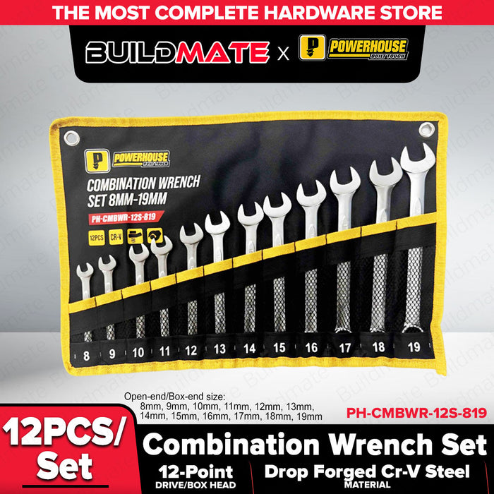 Buildmate x PowerHouse Combination Wrench Set Cr-V 12 Pcs/Set (8mm-19mm)(PH-CMBWR-12S-819) PHHT