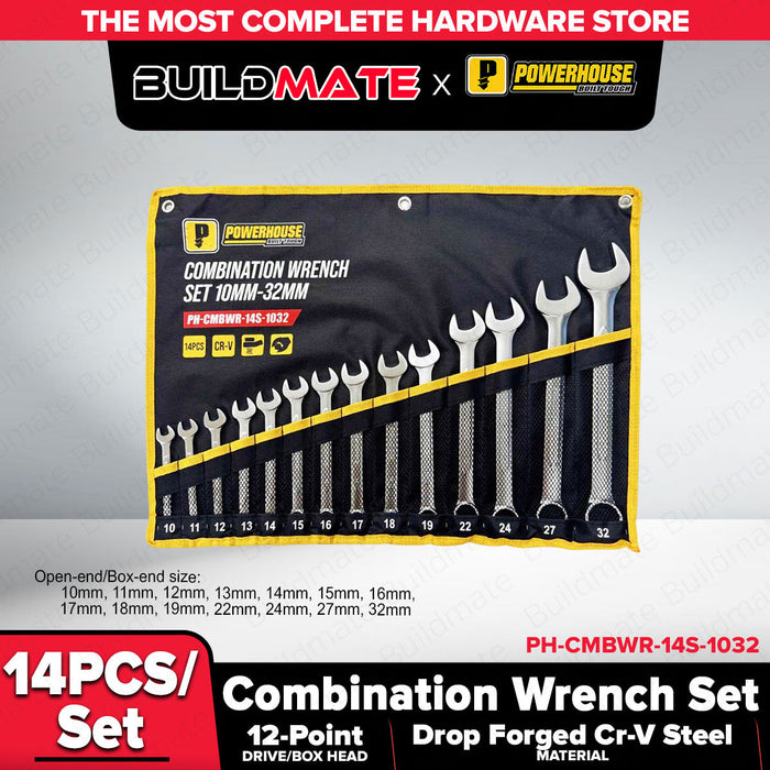 Buildmate x PowerHouse Combination Wrench Set Cr-V 14 Pcs/Set (10mm-32mm)(PH-CMBWR-14S-1032) PHHT