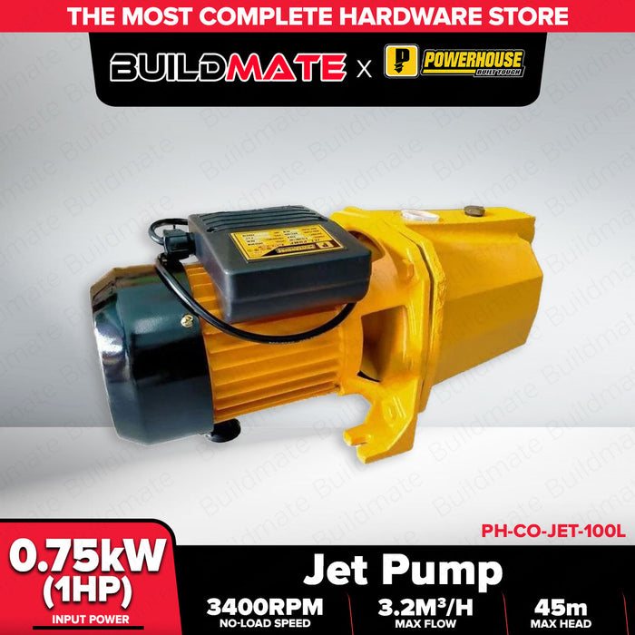Buildmate x PowerHouse Jet Pump 1HP 100% Copper 45M Max Head CO-JET-100L PHMB