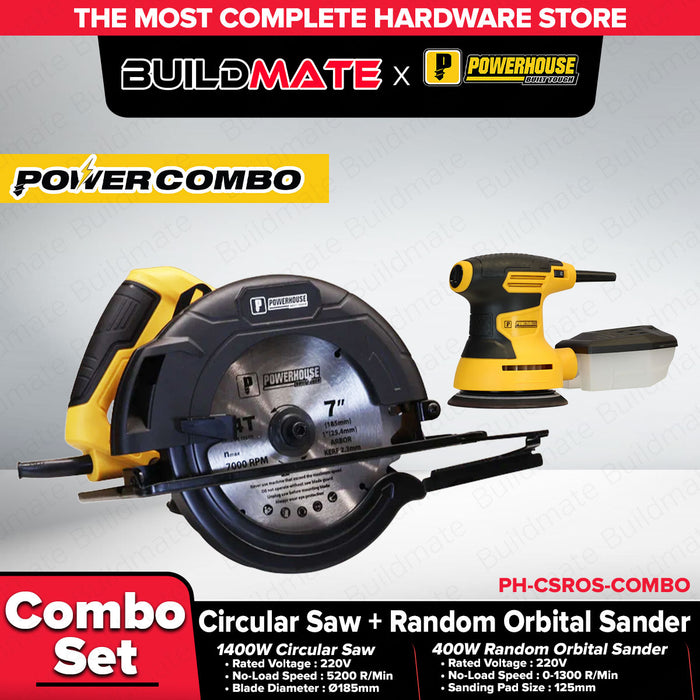 Buildmate x PowerHouse Power Combo Circular Saw 1400W and Random Orbital Sander 400W Set PH-CSROS-COMBO