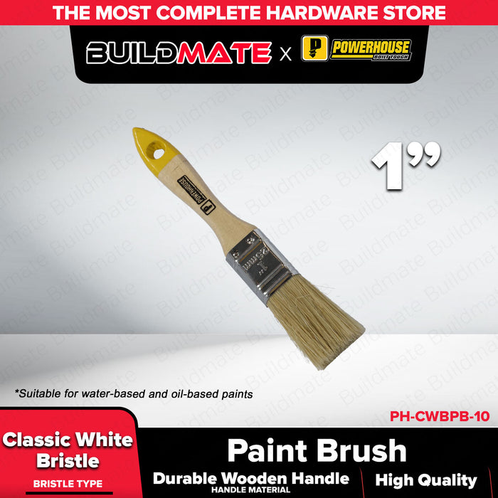 BUILDMATE x POWERHOUSE Premium Paint Brush | White Bristle 1”–4” Smooth Finish PHHT