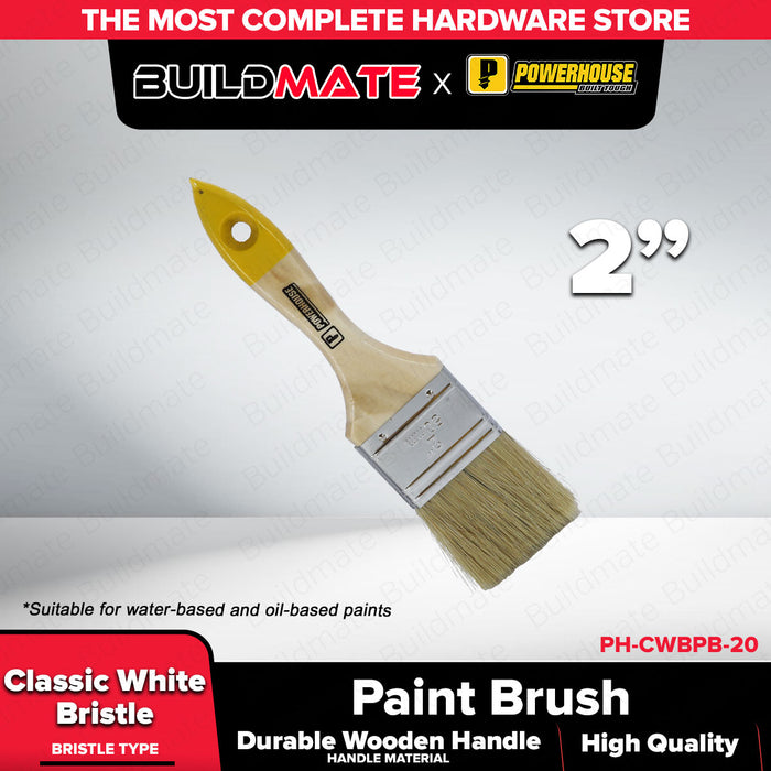 BUILDMATE x POWERHOUSE Premium Paint Brush | White Bristle 1”–4” Smooth Finish PHHT