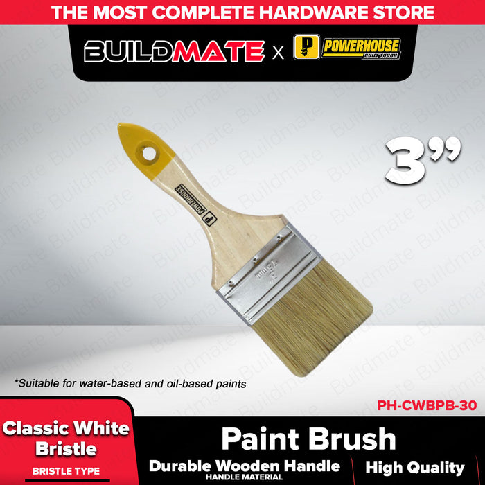 BUILDMATE x POWERHOUSE Premium Paint Brush | White Bristle 1”–4” Smooth Finish PHHT