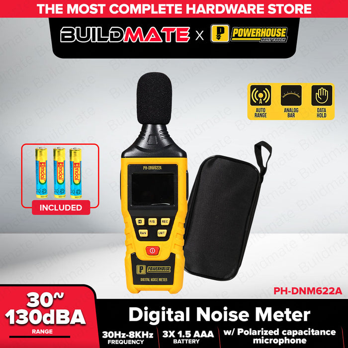 PowerHouse Digital Noise Meter w/ Polarized Capacitance Microphone 30-130DBA PH-DNM622A PHHT