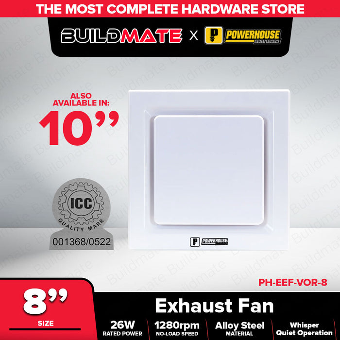 POWERHOUSE Electric Exhaust Fan Ceiling Mounted Vortex Series 8" Inch & 10" Inch •BUILDMATE• PHE