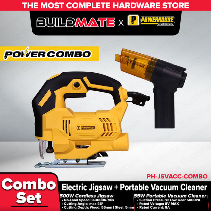 Buildmate x PowerHouse Power Combo Jigsaw 500W and Portable Vacuum Cleaner 55W Set PH-JSVACC-COMBO
