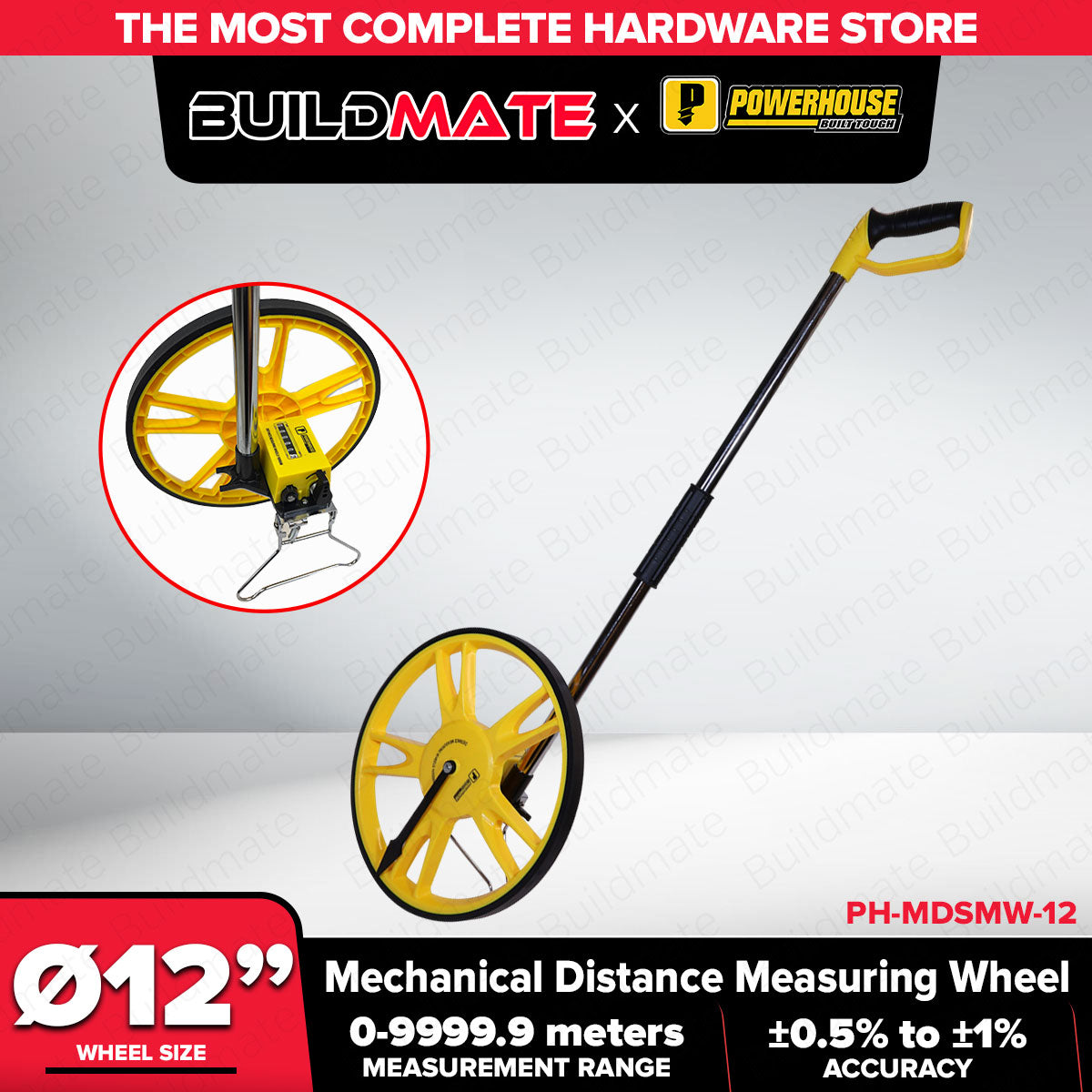 Buildmate x PowerHouse Mechanical Distance Measuring Wheel 12