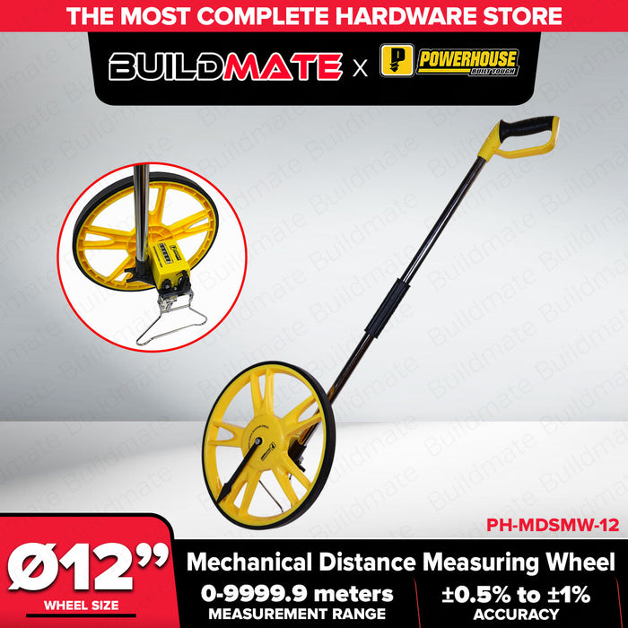 Buildmate x PowerHouse Mechanical Distance Measuring Wheel 12" 0-9999.9m PH-MDSMW-12 PHHT