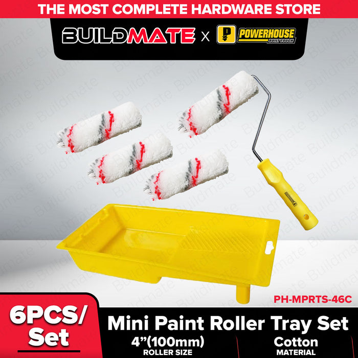 BUILDMATE x POWERHOUSE Mini Paint Roller Tray Set 4 Cotton (6pcs/set) PH-MPRTS-46C PHHT