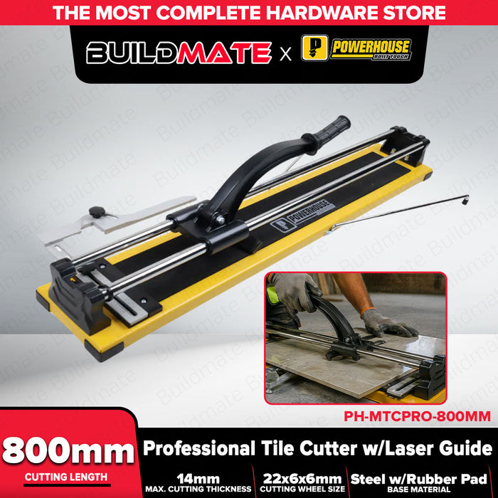 Buildmate x PowerHouse 800mm Professional Tile Cutter w/ Laser Guide Manual Cutter PHHT