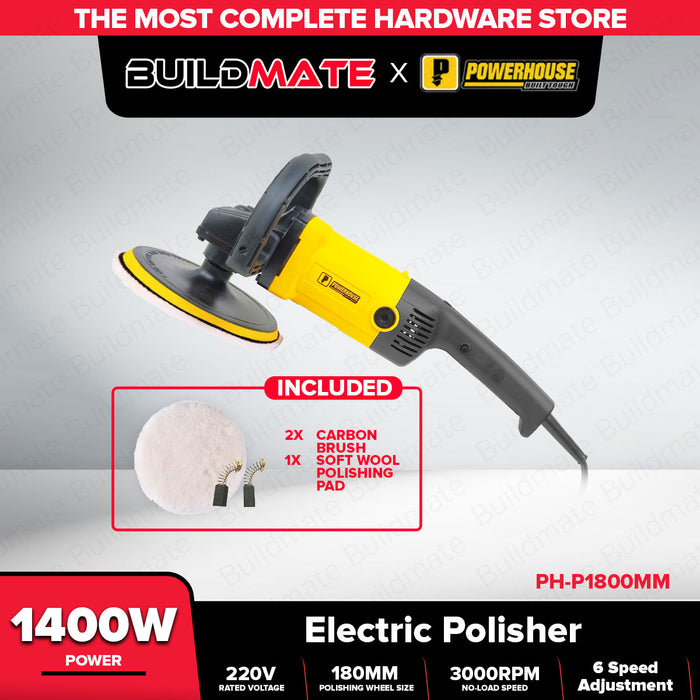 PowerHouse Electric Polisher 1400W 180mm for Car Detailing & Buffing PH-P1800MM PHPT