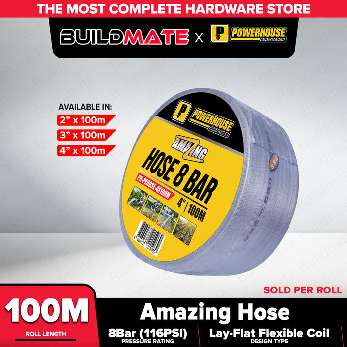 Buildmate x PowerHouse Amazing Hose 8 Bar 2"-4" x 100M Lay-Flat Flexible Coil PHI
