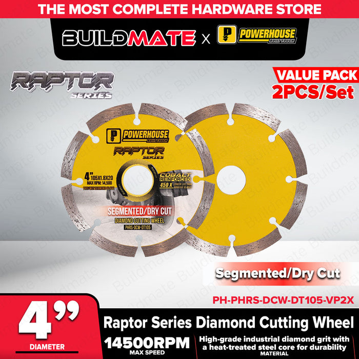 Buildmate x PowerHouse Raptor Diamond Cutting Disc 4in Turbo Segmented Continuous 14500RPM PTAA