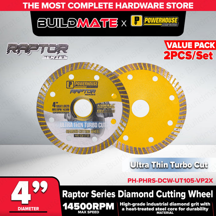 Buildmate x PowerHouse Raptor Diamond Cutting Disc 4in Turbo Segmented Continuous 14500RPM PTAA