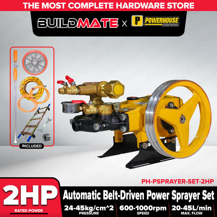 Buildmate x PowerHouse Heavy Duty Automatic Belt Driven Power Sprayer Pressure Washer Set 2HP (PH-PSPRAYER-SET-2HP) PHI