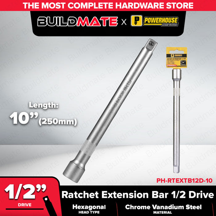 PowerHouse 10" Ratchet Extension Bar 1/2" Drive for Hard-to-Reach Areas PH-RTEXTB12D-10 PHHT