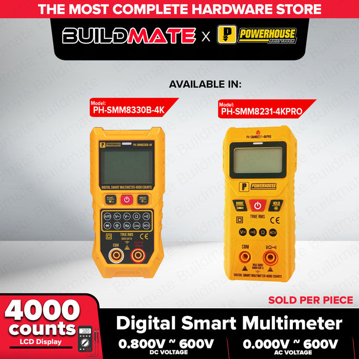 Powerhouse Digital Smart Multimeter True RMS AC DC Voltage Tester Auto Range Meter with NCV Detection for Electricians Technicians & DIY Users - PHHT