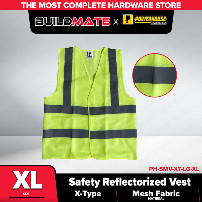 Buildmate x PowerHouse Mesh Safety Vest Reflective X-Type XL Lime Green/Orange PHHT