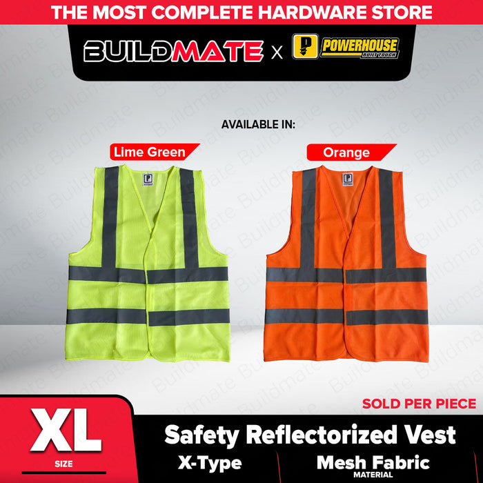 Buildmate x PowerHouse Mesh Safety Vest Reflective X-Type XL Lime Green/Orange PHHT
