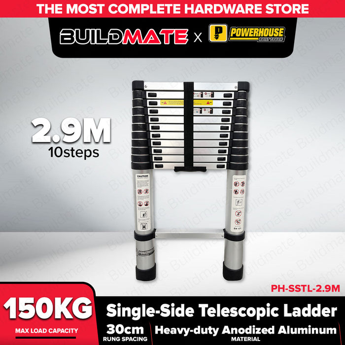 Buildmate x PowerHouse Telescopic Ladder Single-Side 2.9M-6.2M Aluminum 150KG PHHT