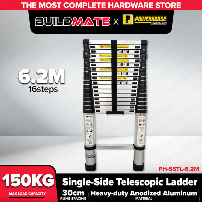 Buildmate x PowerHouse Telescopic Ladder Single-Side 2.9M-6.2M Aluminum 150KG PHHT