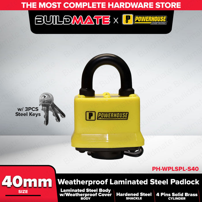 PowerHouse 40mm Weatherproof Laminated Steel Padlock PH-WPLSPL-S40 PHDH