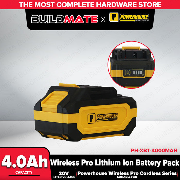 Buildmate x PowerHouse 20V 4.0Ah Wireless Pro Lithium-Ion Battery Pack PH-XBT-4000MAH PHPT