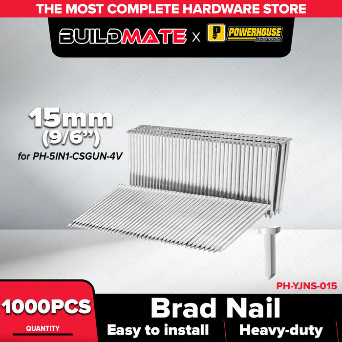 Buildmate x PowerHouse Heavy Duty Staples & Nails 1000PCS 8mm 10mm 15mm for Cordless Staple Gun PTAA
