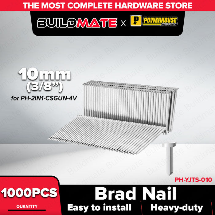 Buildmate x PowerHouse Heavy Duty Staples & Nails 1000PCS 8mm 10mm 15mm for Cordless Staple Gun PTAA