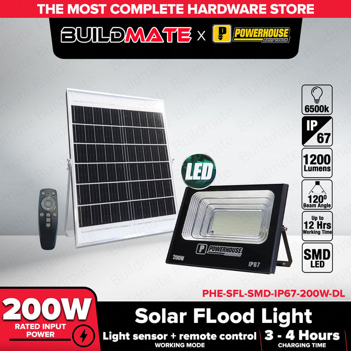 PowerHouse 200W | 300W | 500W Electric Solar Flood Light  DAYLIGHT Outdoor Weatherproof Solar-powered Security Light IP67(SMD) 6500K PHE-SFL-SMD-IP67   PHE