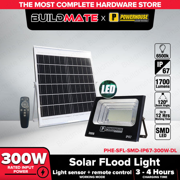 PowerHouse 200W | 300W | 500W Electric Solar Flood Light  DAYLIGHT Outdoor Weatherproof Solar-powered Security Light IP67(SMD) 6500K PHE-SFL-SMD-IP67   PHE