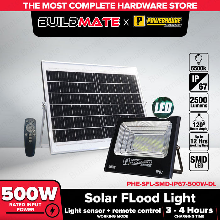 PowerHouse 200W | 300W | 500W Electric Solar Flood Light  DAYLIGHT Outdoor Weatherproof Solar-powered Security Light IP67(SMD) 6500K PHE-SFL-SMD-IP67   PHE