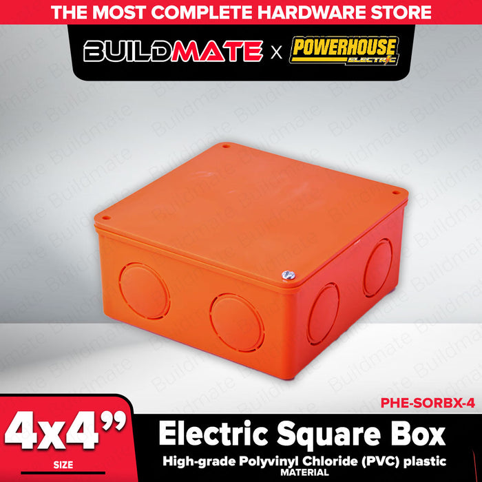 Buildmate x PowerHouse PVC Square Box 4x4 Electrical Junction Box High-Grade PVC PHE-SORBX-4 PHE